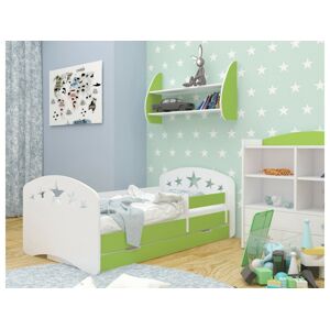 Happy Babies Detská posteľ Happy dizajn/hviezdičky Farba: Zelená / Biela, Prevedenie: L04 / 80 x 160 cm /S úložným priestorom, Obrázok: Hviezdičky